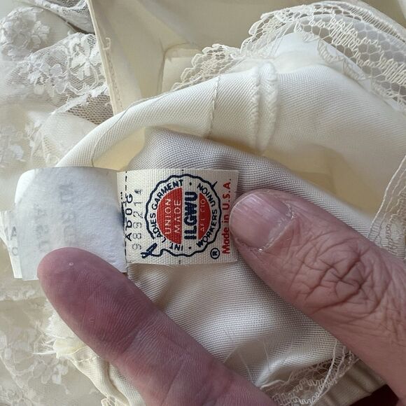 Gatsby Style Vintage Lace Sheer Dress Sz 7/8 Union Made In USA Dainty Fairy Chic - Picture 11 of 13